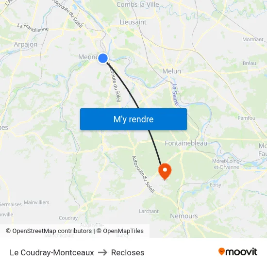 Le Coudray-Montceaux to Recloses map