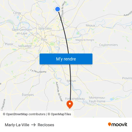 Marly-La-Ville to Recloses map
