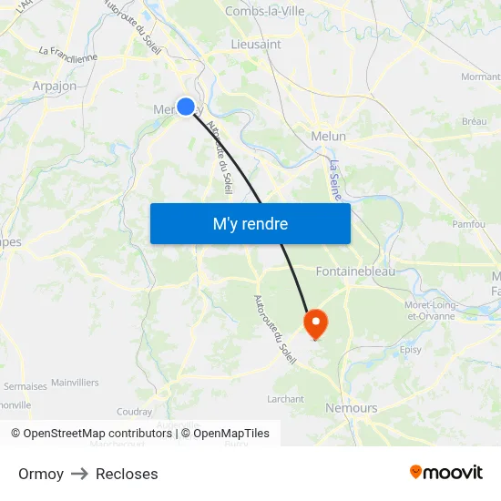 Ormoy to Recloses map