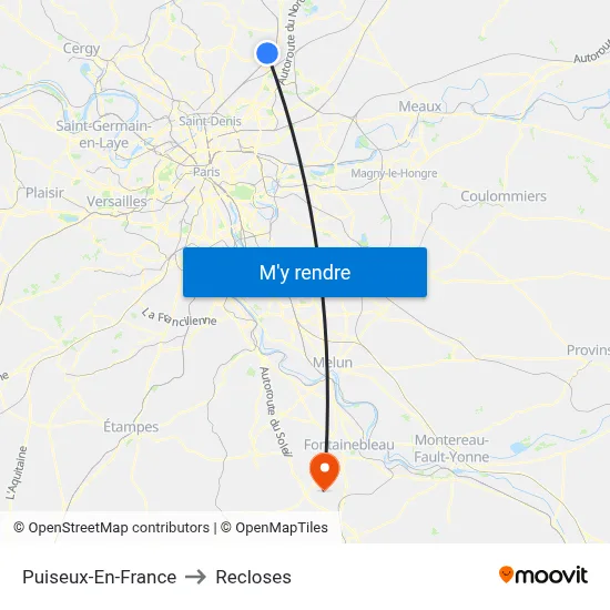 Puiseux-En-France to Recloses map