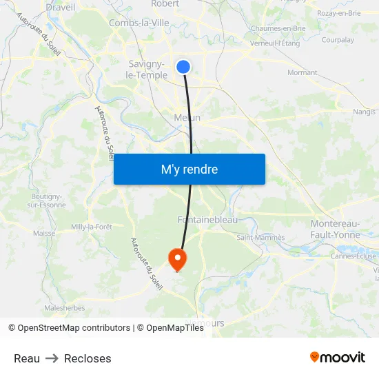 Reau to Recloses map