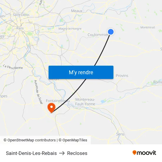 Saint-Denis-Les-Rebais to Recloses map