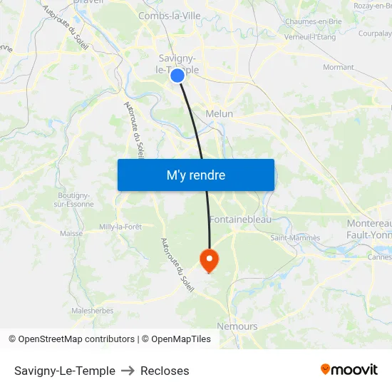 Savigny-Le-Temple to Recloses map
