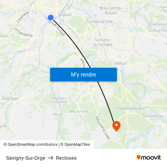 Savigny-Sur-Orge to Recloses map