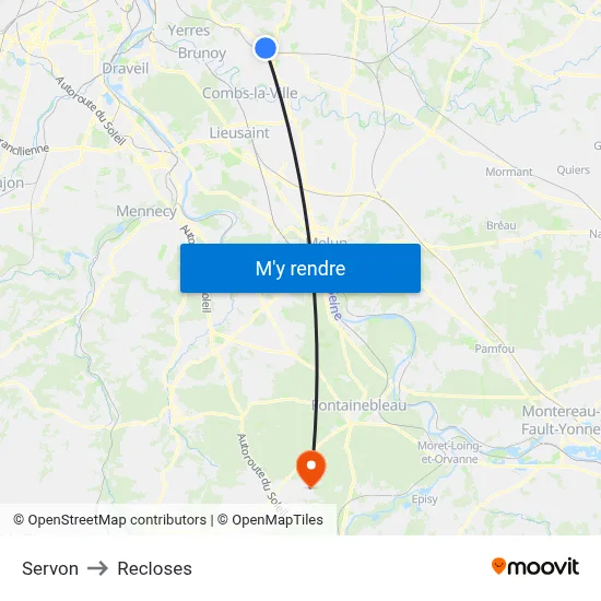 Servon to Recloses map