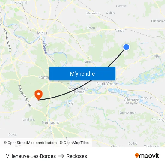 Villeneuve-Les-Bordes to Recloses map