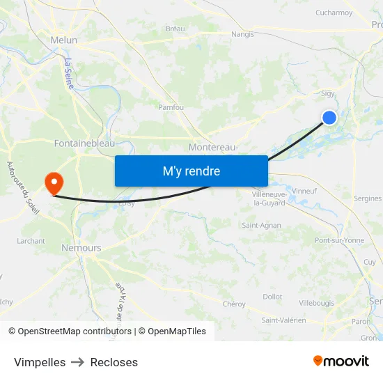 Vimpelles to Recloses map