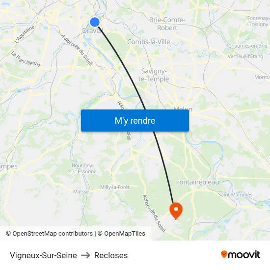 Vigneux-Sur-Seine to Recloses map