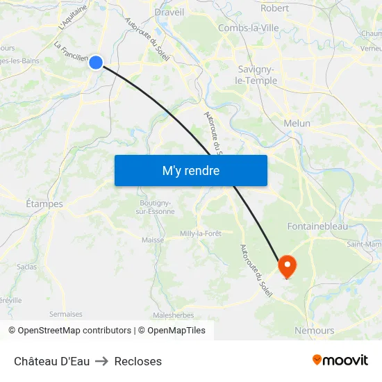 Château D'Eau to Recloses map
