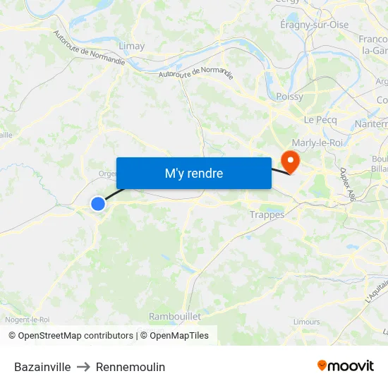 Bazainville to Rennemoulin map
