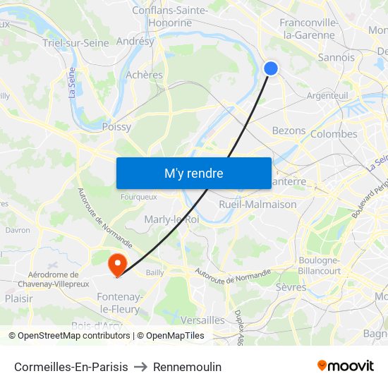 Cormeilles-En-Parisis to Rennemoulin map