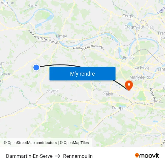 Dammartin-En-Serve to Rennemoulin map