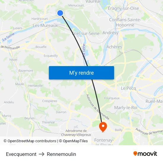 Evecquemont to Rennemoulin map