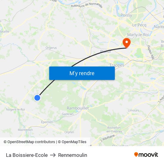 La Boissiere-Ecole to Rennemoulin map