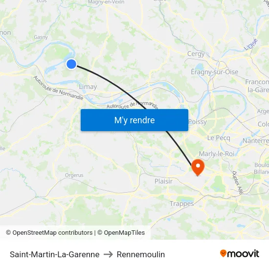 Saint-Martin-La-Garenne to Rennemoulin map