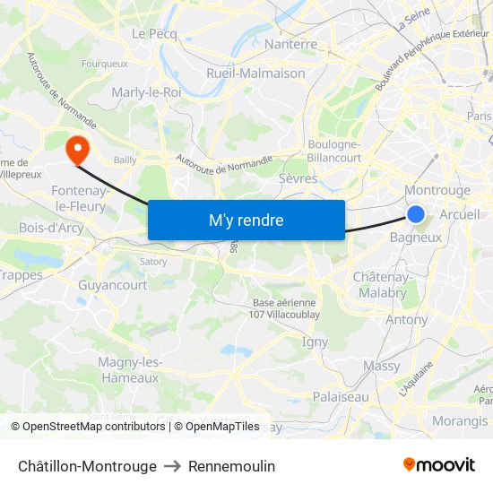 Châtillon-Montrouge to Rennemoulin map