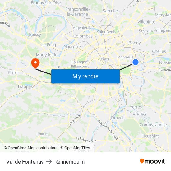 Val de Fontenay to Rennemoulin map