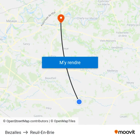 Bezalles to Reuil-En-Brie map