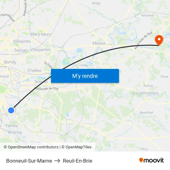 Bonneuil-Sur-Marne to Reuil-En-Brie map