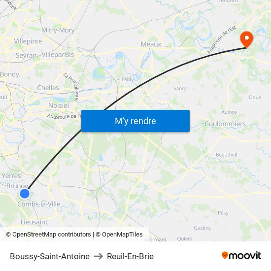 Boussy-Saint-Antoine to Reuil-En-Brie map