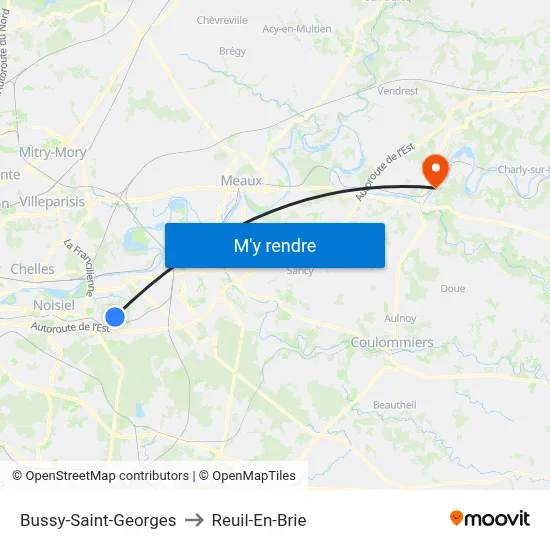 Bussy-Saint-Georges to Reuil-En-Brie map