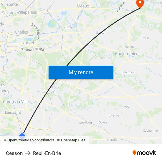 Cesson to Reuil-En-Brie map