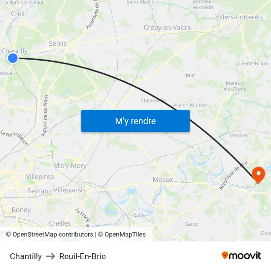 Chantilly to Reuil-En-Brie map