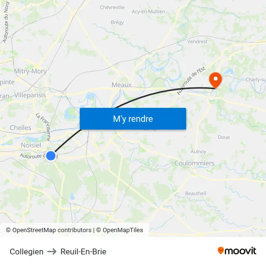 Collegien to Reuil-En-Brie map
