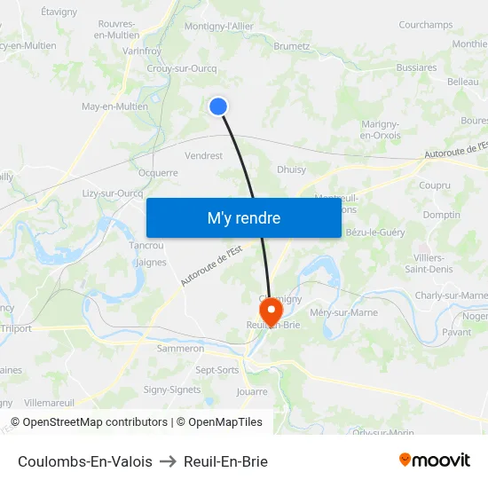 Coulombs-En-Valois to Reuil-En-Brie map