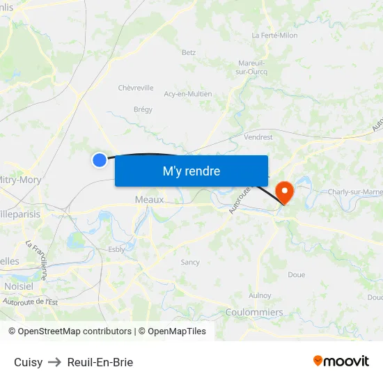 Cuisy to Reuil-En-Brie map