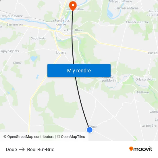 Doue to Reuil-En-Brie map