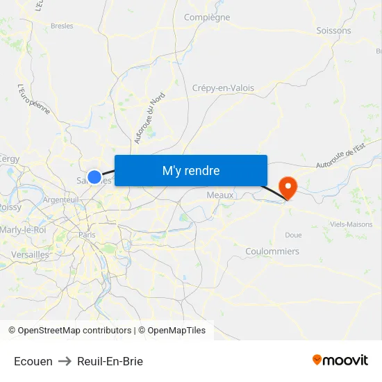 Ecouen to Reuil-En-Brie map