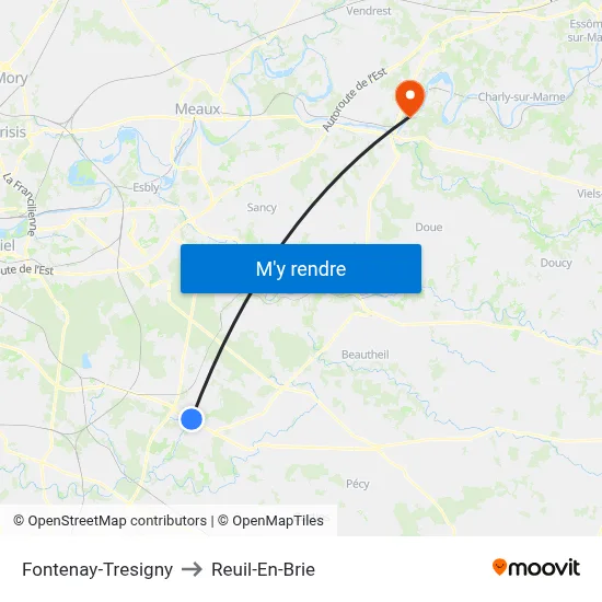Fontenay-Tresigny to Reuil-En-Brie map