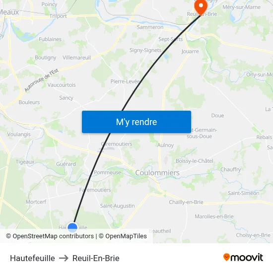 Hautefeuille to Reuil-En-Brie map