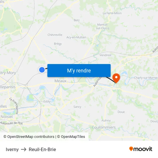 Iverny to Reuil-En-Brie map