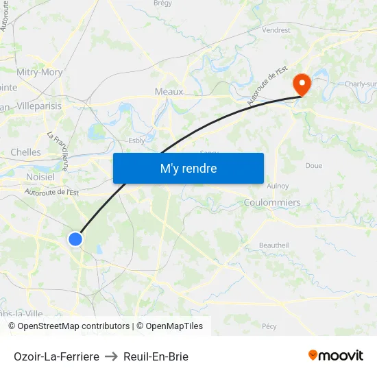 Ozoir-La-Ferriere to Reuil-En-Brie map