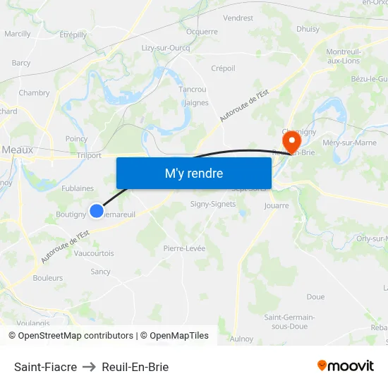 Saint-Fiacre to Reuil-En-Brie map