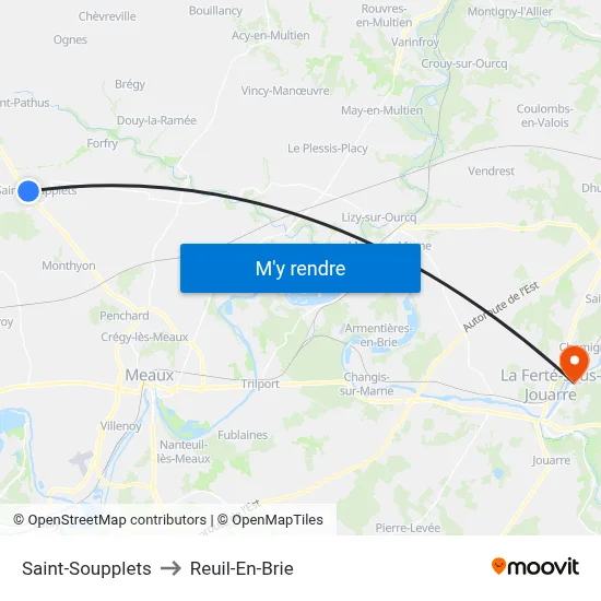 Saint-Soupplets to Reuil-En-Brie map
