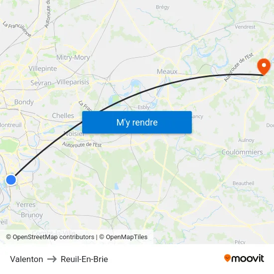Valenton to Reuil-En-Brie map