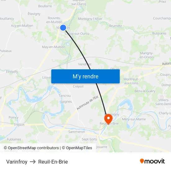 Varinfroy to Reuil-En-Brie map