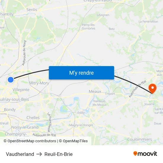 Vaudherland to Reuil-En-Brie map