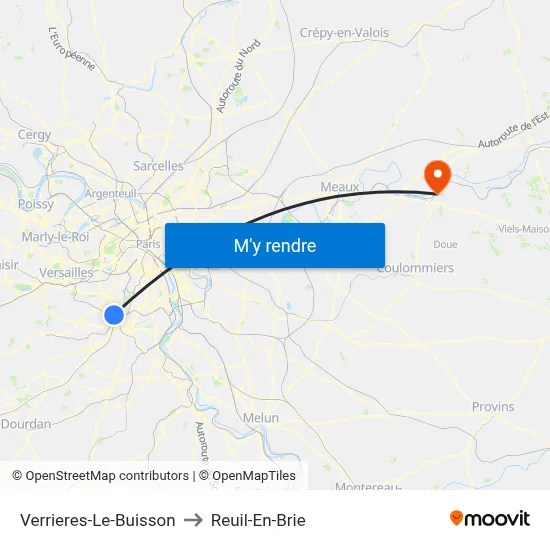 Verrieres-Le-Buisson to Reuil-En-Brie map