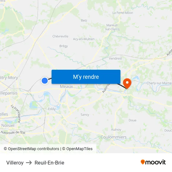 Villeroy to Reuil-En-Brie map