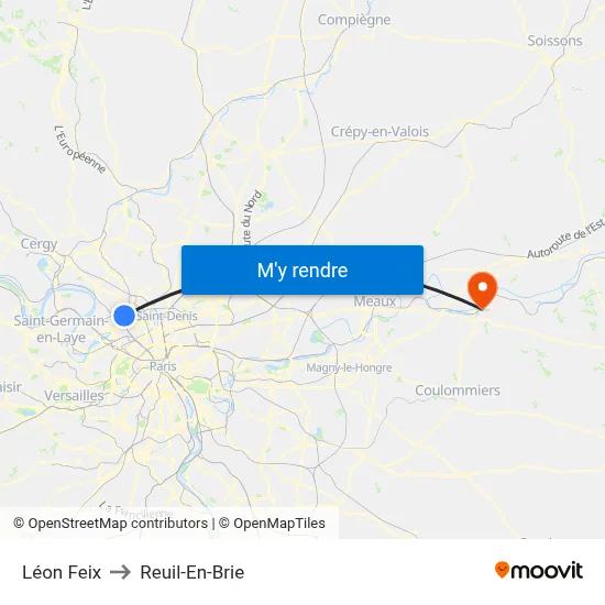 Léon Feix to Reuil-En-Brie map