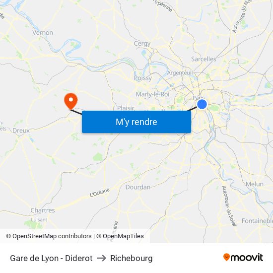 Gare de Lyon - Diderot to Richebourg map