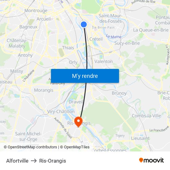 Alfortville to Ris-Orangis map