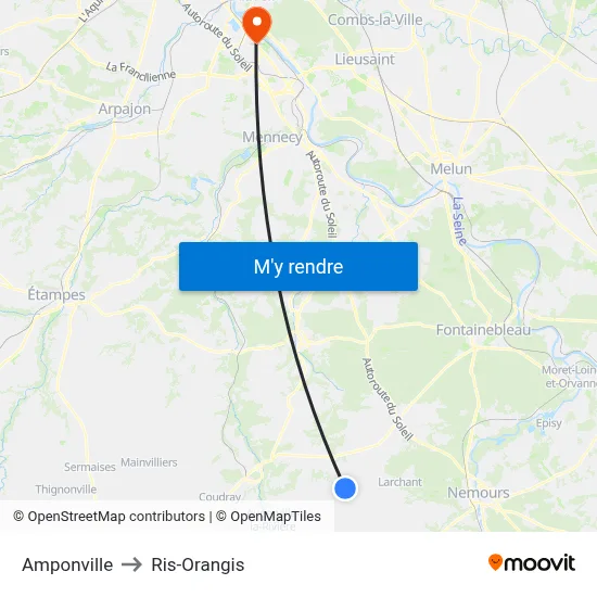 Amponville to Ris-Orangis map