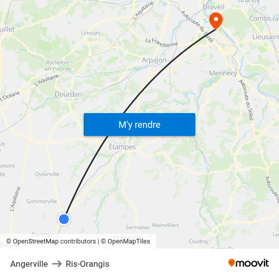 Angerville to Ris-Orangis map