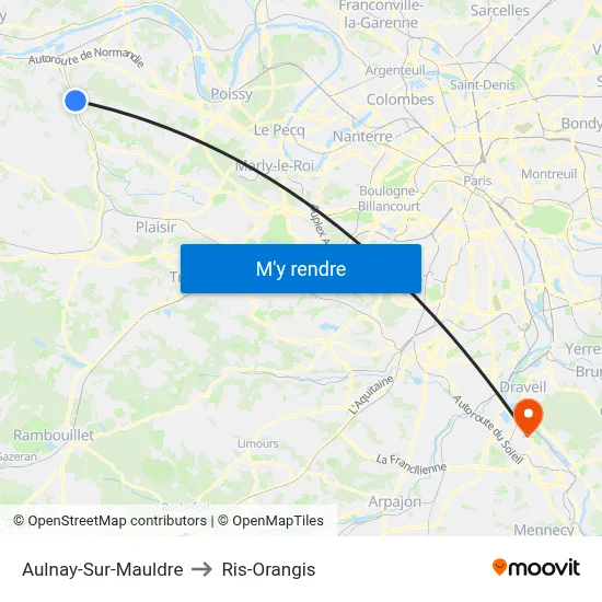 Aulnay-Sur-Mauldre to Ris-Orangis map