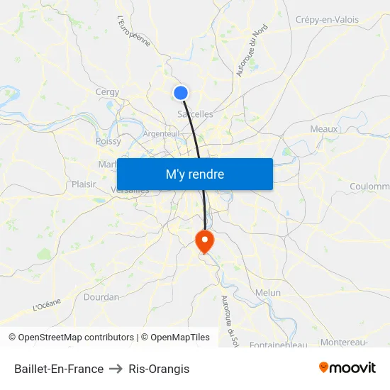 Baillet-En-France to Ris-Orangis map